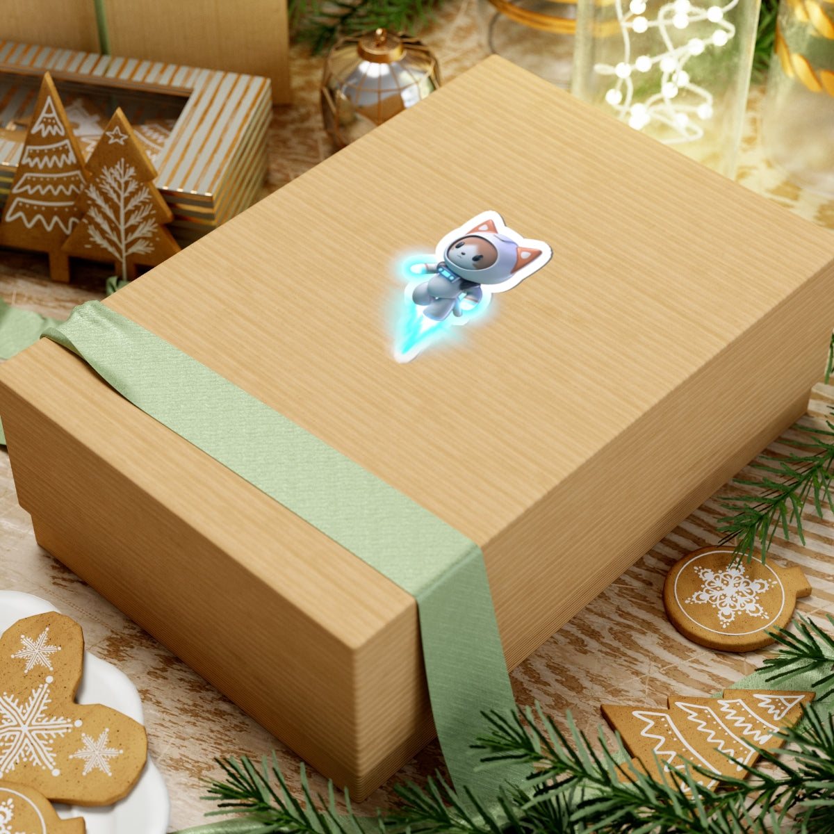 Astro Cat flying — Cute 3D Space Cat Laptop Decal