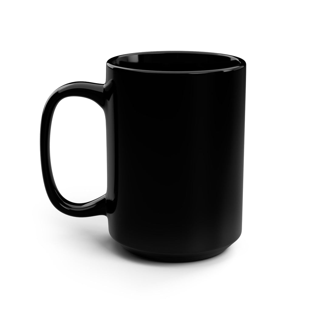 15oz Black Mug — Cute Astronaut Cat Rocket Design