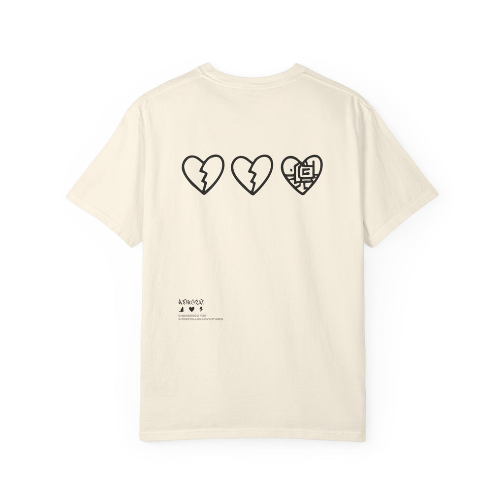 Vintage Cream T-Shirt — 'Catch Cat' Graphic with Heart Back Print