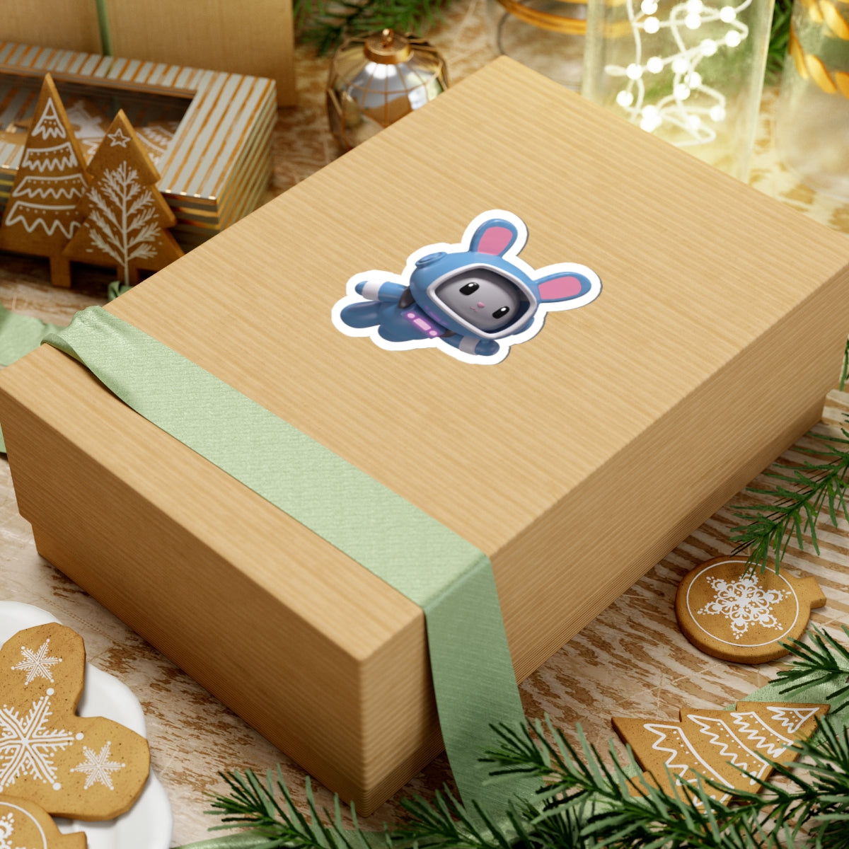 AstroBunny Sticker — Cute Blue Space Rabbit Laptop Decal