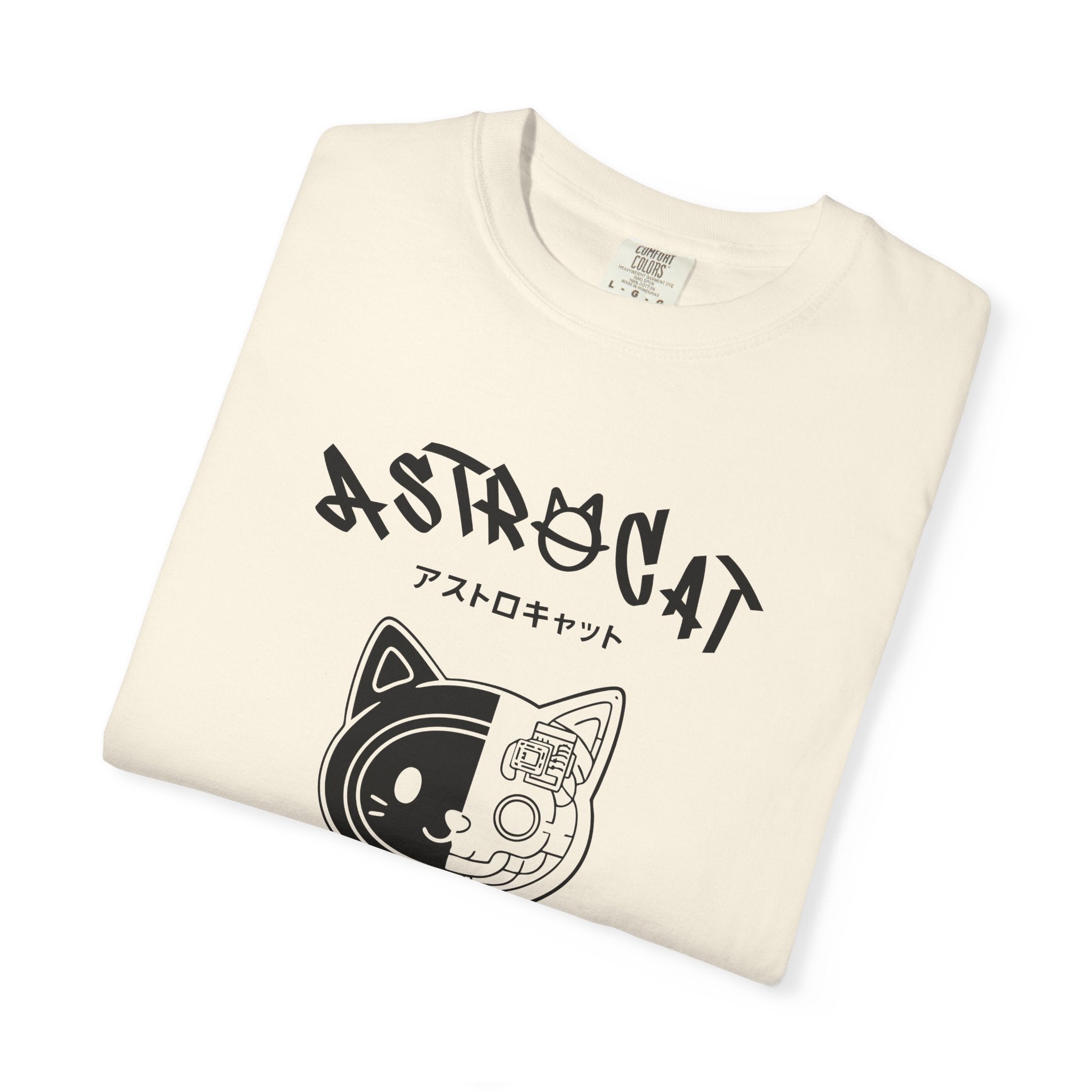 Vintage Cream T-Shirt — 'Catch Cat' Graphic with Heart Back Print