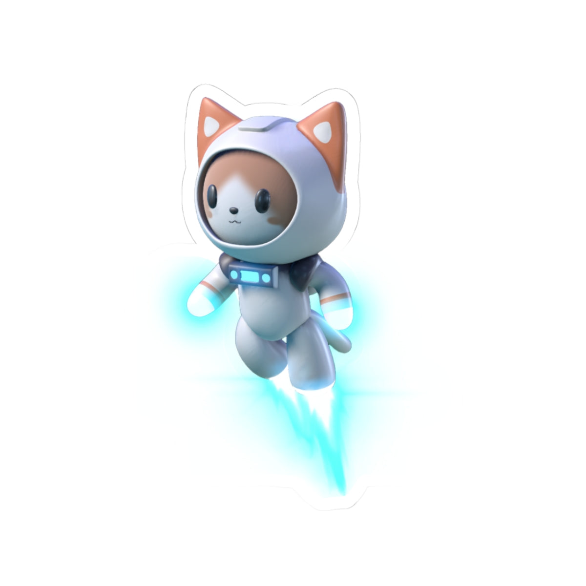 Astro Cat flying — Cute 3D Space Cat Laptop Decal